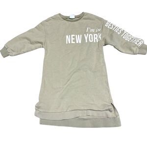 Zara New York Besties Together Sweatshirt Dress Girls Casual‎ Long Sleeve Size 6